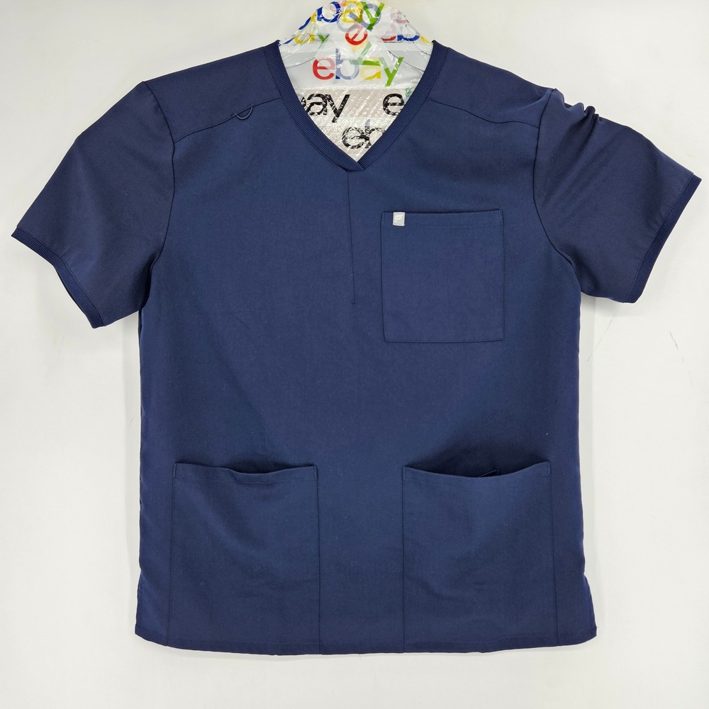 Fabletics Scrub‎ Top Mens Medium Max Three Pockets Uniforms Healthcare Navy Blue